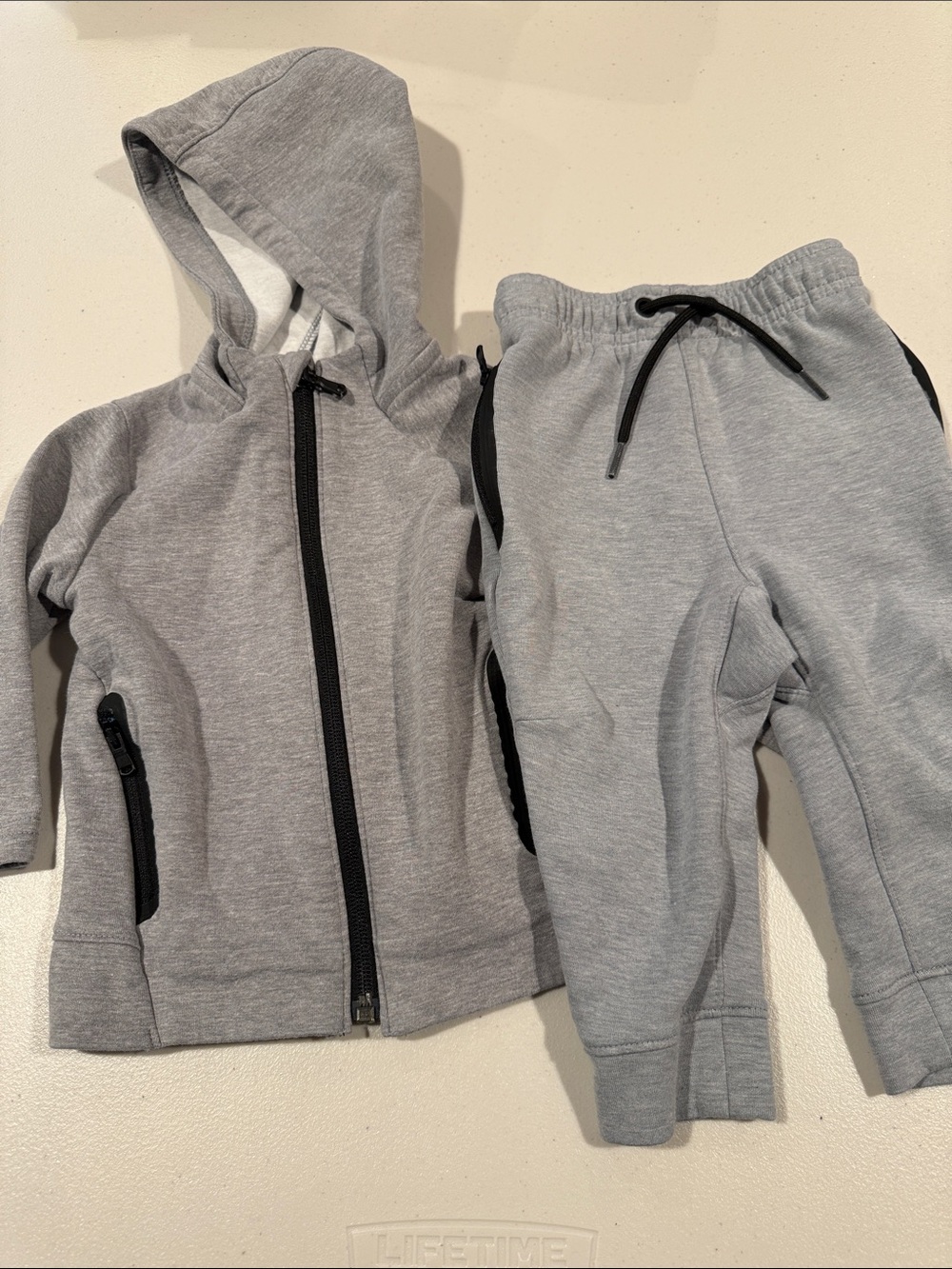 Old Navy Grey Kids Sweatpants & Hoodie Set with Black Trim